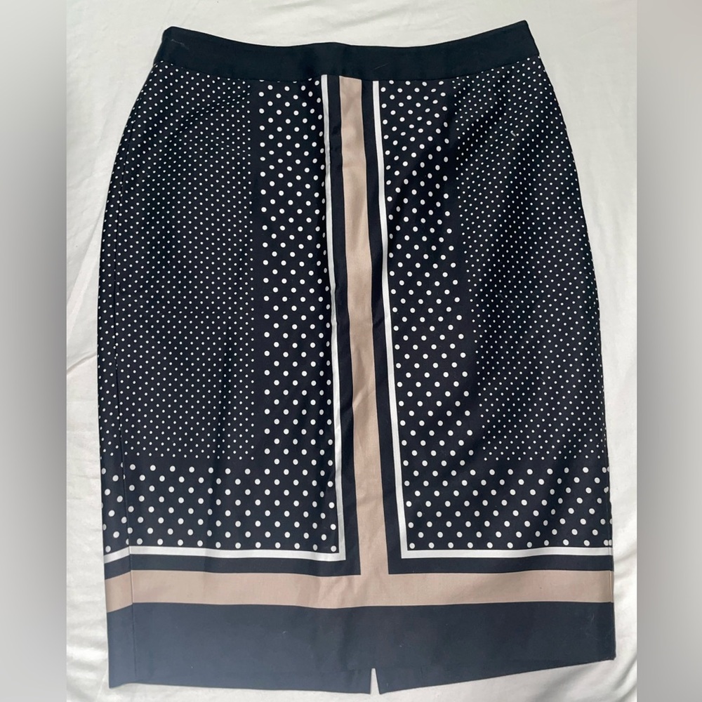 Ann Taylor Black and Tan Polka Dot Pencil Skirt